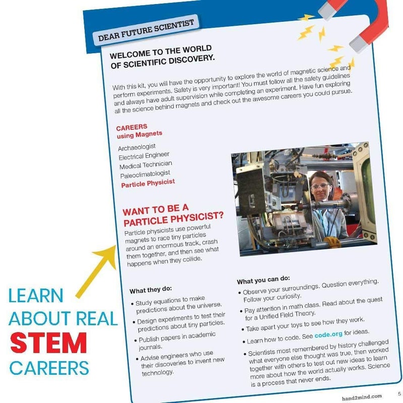 hand2mind Magnetic Science Kit for Kids 8-12, Kids Science Kit with Fact-Filled Guide, Make Magnets Float and Build a Compass, STEM Toys, 9 Science Experiments - Image 3